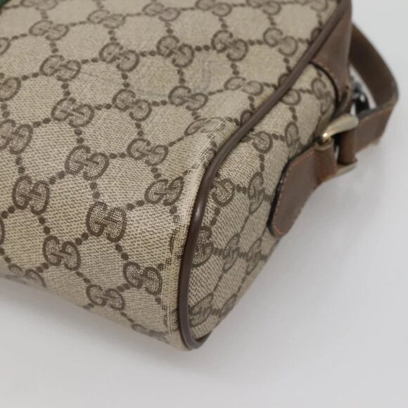 GUCCI GG Supreme Web Sherry Line Shoulder Bag PVC Beige Gold Red Auth gh559 - Picture 10 of 14